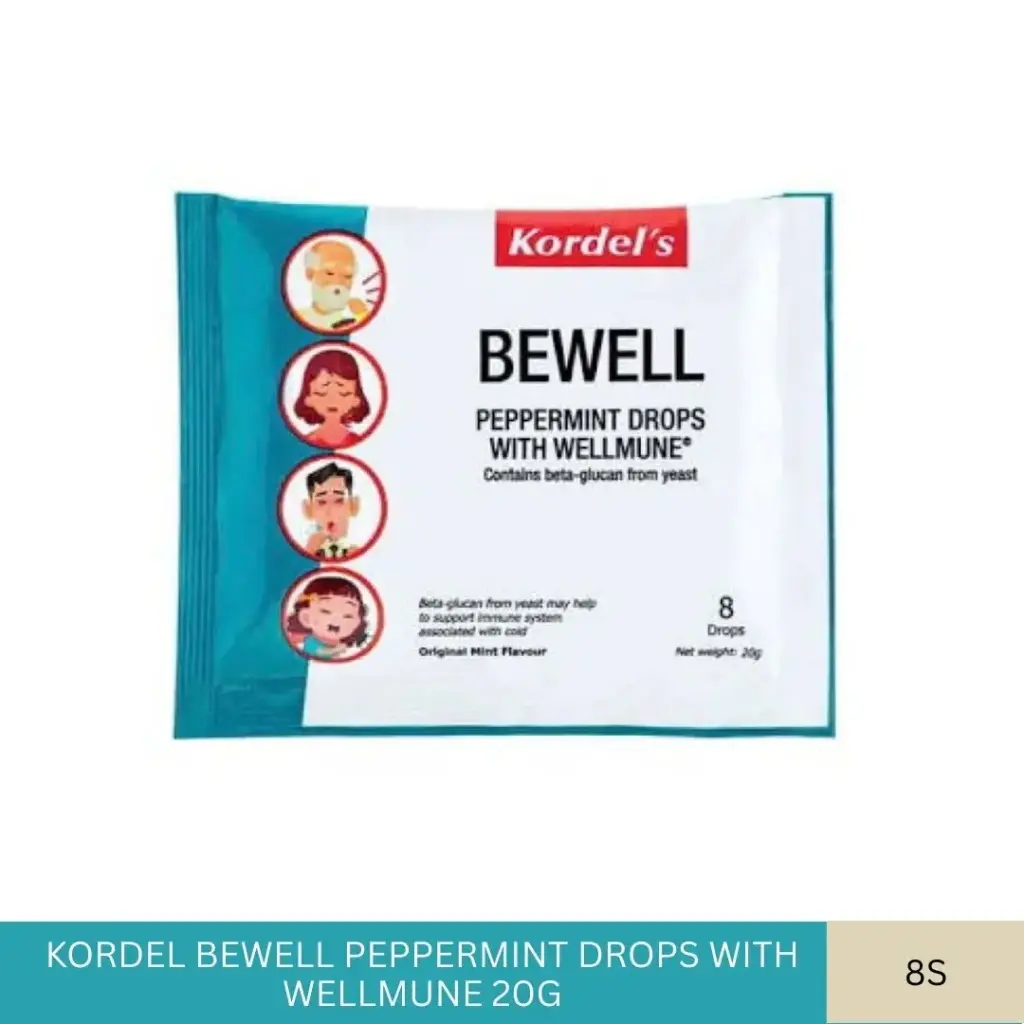 KORDEL BEWELL PEPPERMINT DROPS WITH WELLMUNE 20G (8'S)