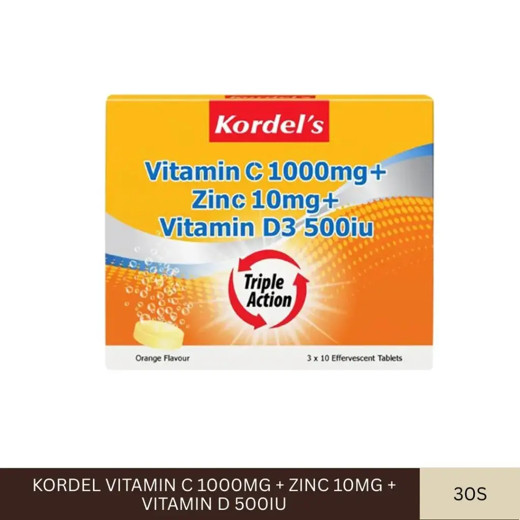 KORDEL VITAMIN C 1000MG + ZINC 10MG + VITAMIN D 500IU (3X10'S)