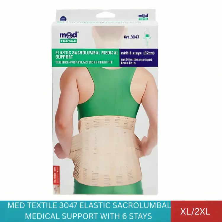 MED TEXTILE 3047 ELASTIC SACROLUMBAL MEDICAL SUPPORT WITH 6 STAYS XL/2XL (1'S)#