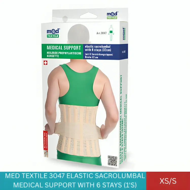 MED TEXTILE 3047 ELASTIC SACROLUMBAL MEDICAL SUPPORT WITH 6 STAYS XS/S (1'S)#