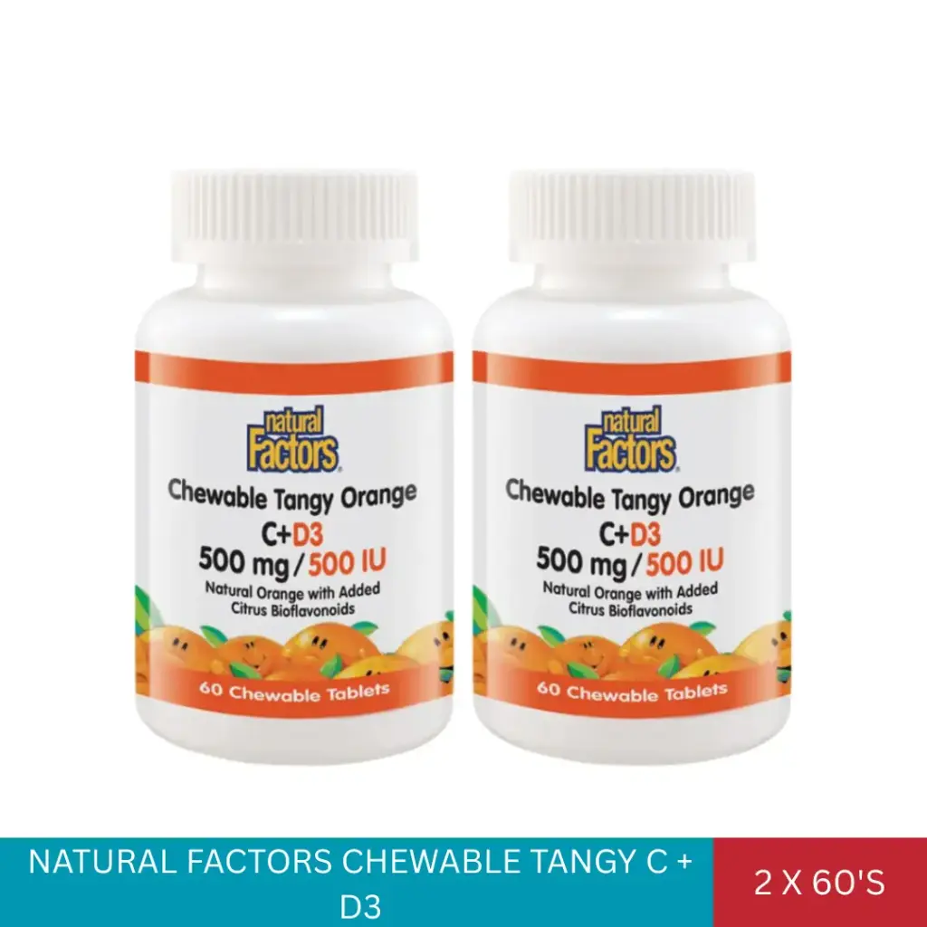 NATURAL FACTORS CHEWABLE TANGY C + D3 (2X60'S)#