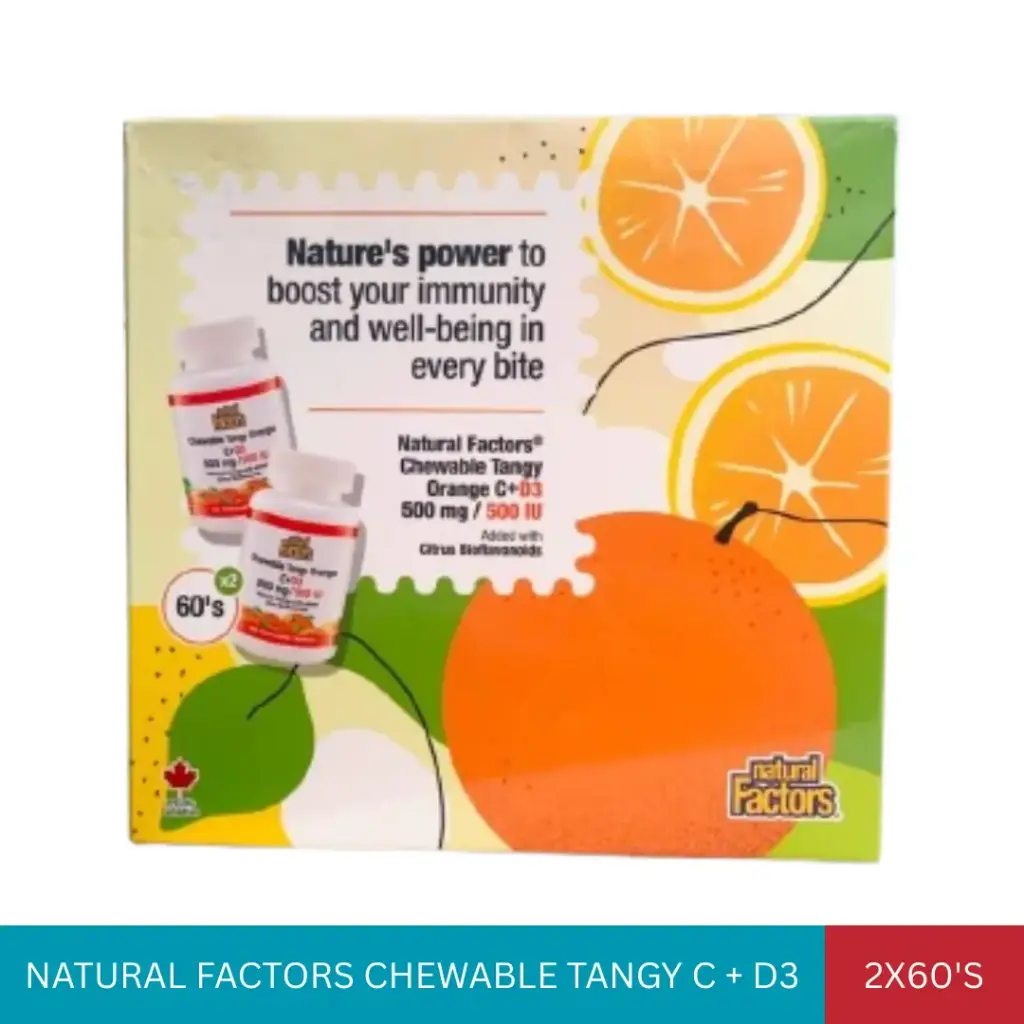 NATURAL FACTORS CHEWABLE TANGY C + D3 (2X60'S)#