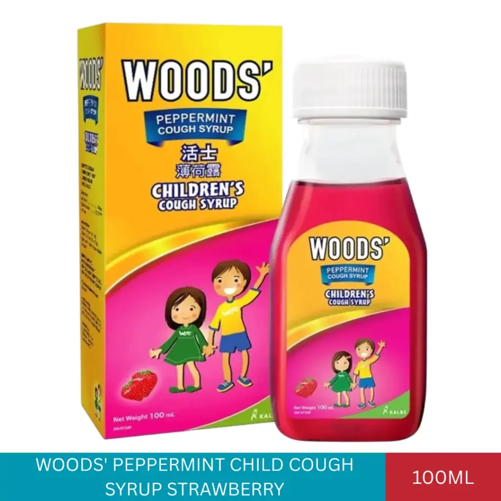 WOODS' PEPPERMINT CHILD COUGH SYRUP STRAWBERRY (100ML)#