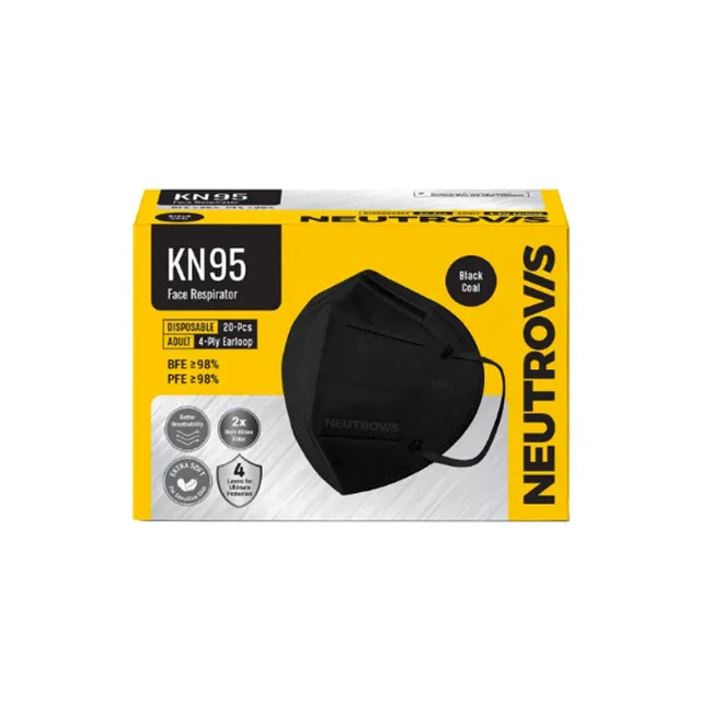  NEUTROVIS KN95 BLACK FACE RESPIRATOR (20'S)