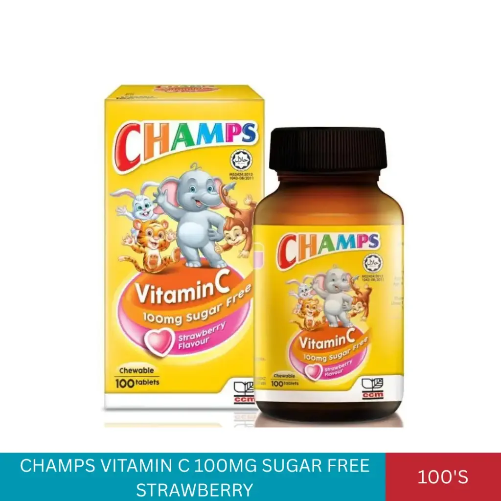 CHAMPS VITAMIN C 100MG SUGAR FREE STRAWBERRY (100'S)