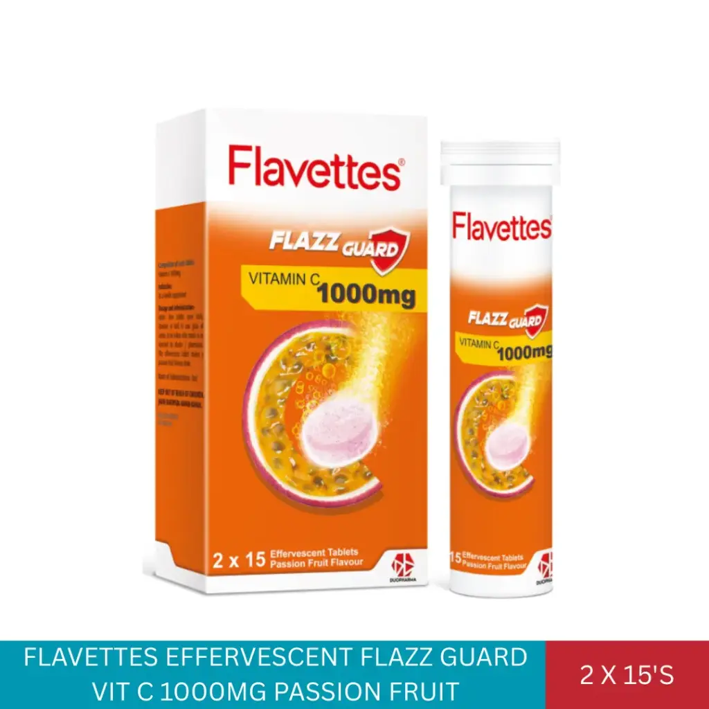 FLAVETTES EFFERVESCENT FLAZZ GUARD VIT C 1000MG PASSION FRUIT (2x15'S)#