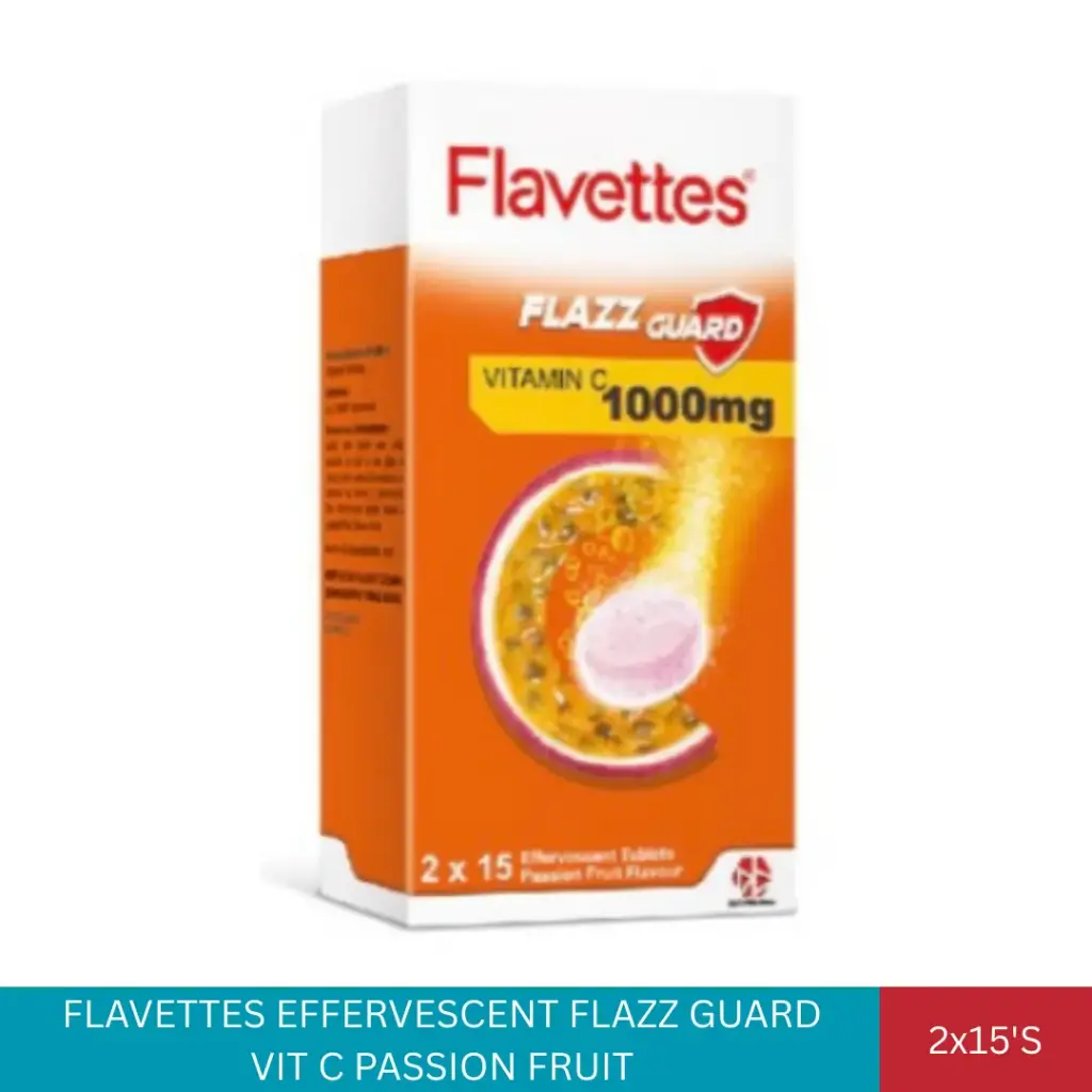 FLAVETTES EFFERVESCENT FLAZZ GUARD VIT C 1000MG PASSION FRUIT (2x15'S)#