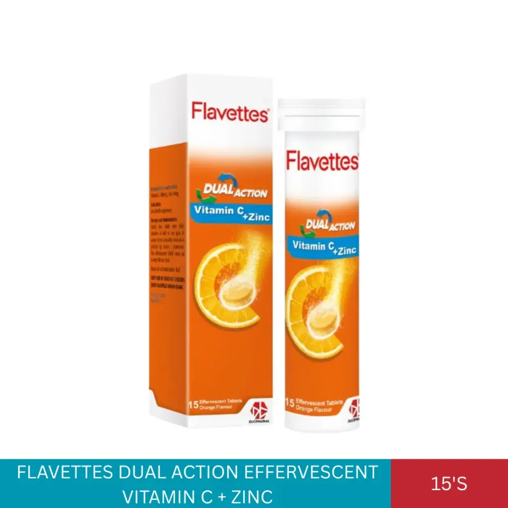 FLAVETTES DUAL ACTION EFFERVESCENT VITAMIN C + ZINC  (15'S)*