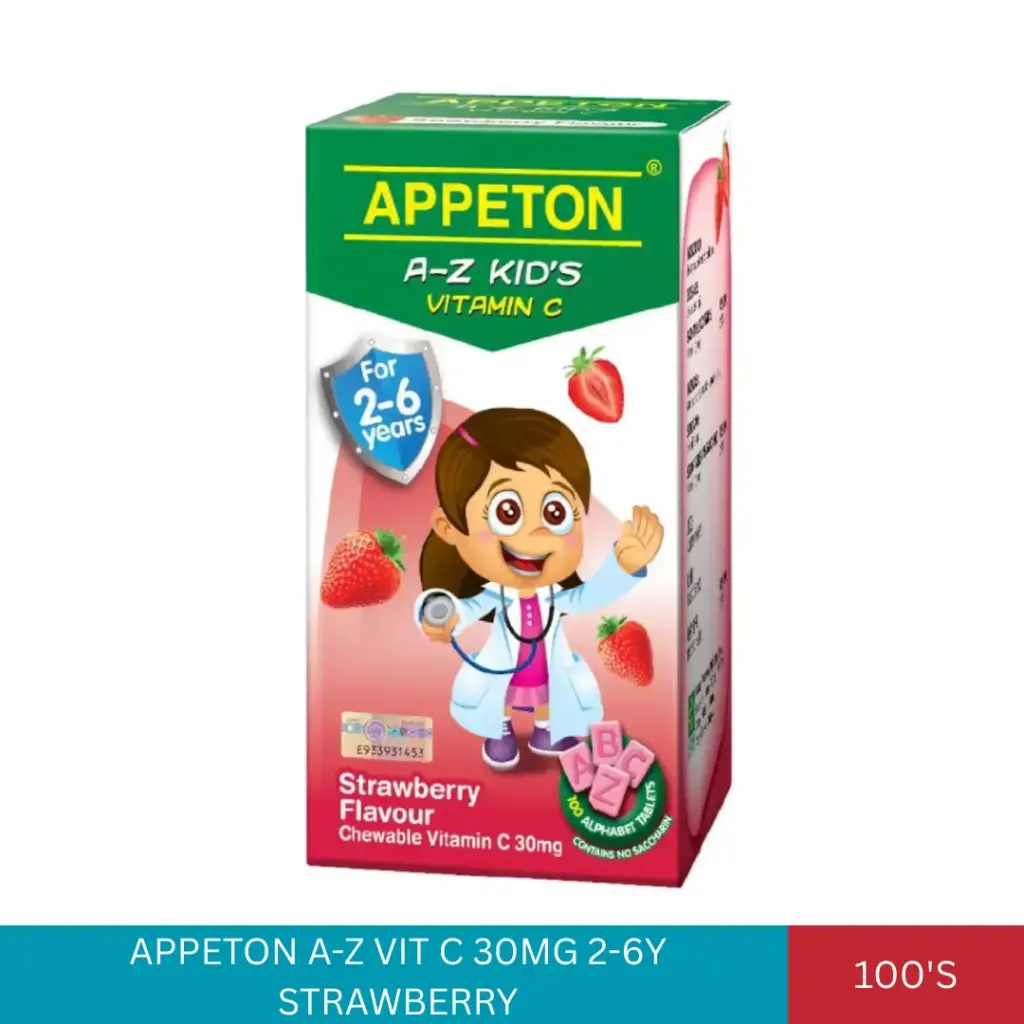APPETON A-Z VIT C 30MG 2-6Y STRAWBERRY (100'S)