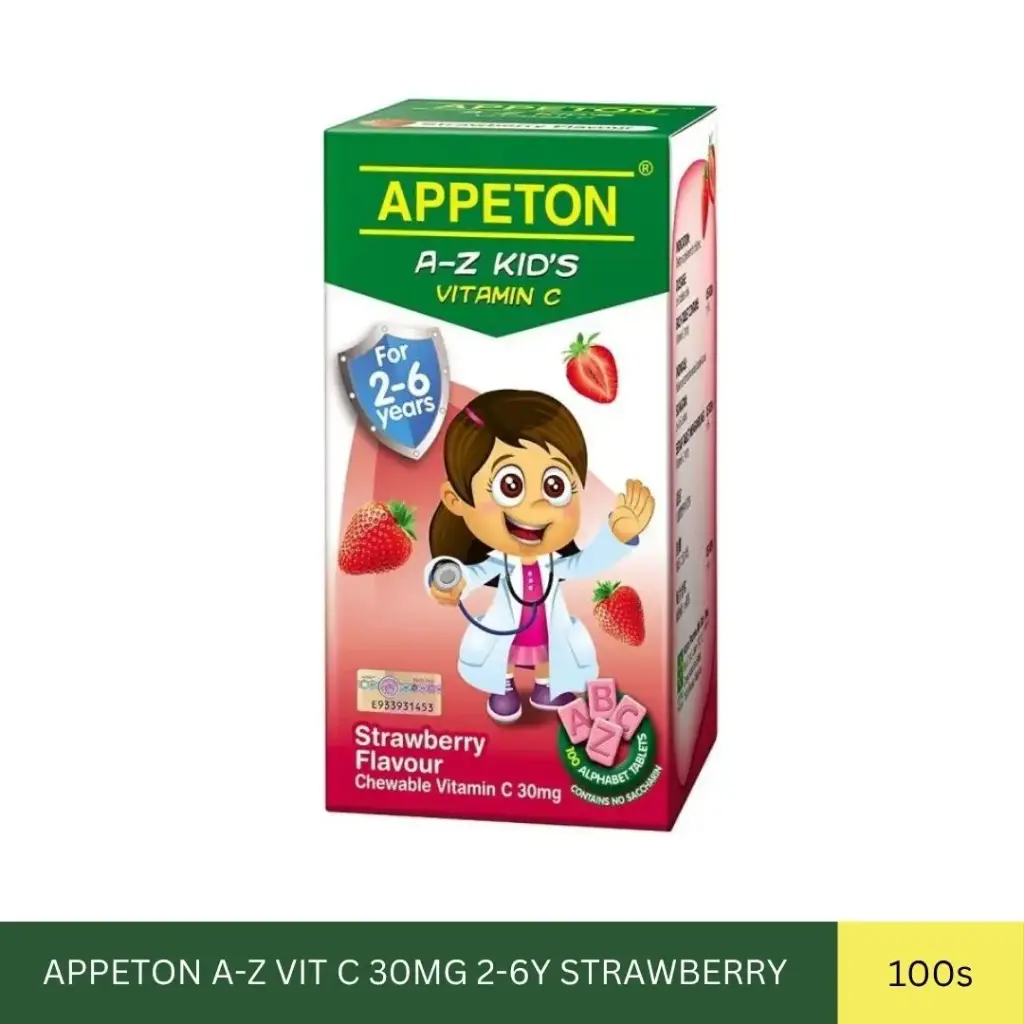 APPETON A-Z VIT C 30MG 2-6Y STRAWBERRY (100'S)