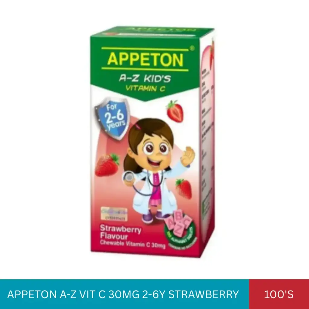 APPETON A-Z VIT C 30MG 2-6Y STRAWBERRY (100'S)