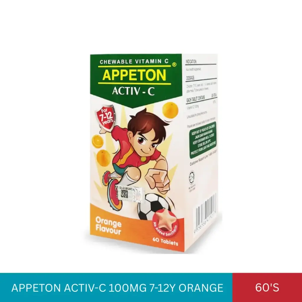 APPETON ACTIV-C 100MG 7-12Y ORANGE (60'S)