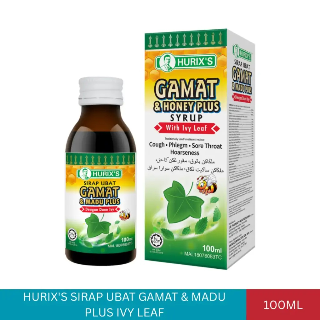 HURIX'S SIRAP UBAT GAMAT & MADU PLUS IVY LEAF (100ML)#