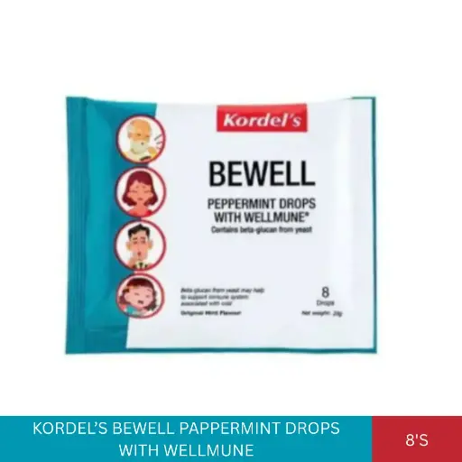 [011051] KORDEL BEWELL PEPPERMINT DROPS WITH WELLMUNE 20G (12x8'S)