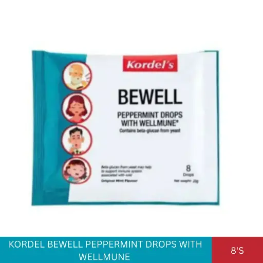 [011052] KORDEL BEWELL PEPPERMINT DROPS WITH WELLMUNE 20G (8'S)