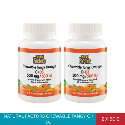 [013688] NATURAL FACTORS CHEWABLE TANGY C + D3 (2X60'S)#