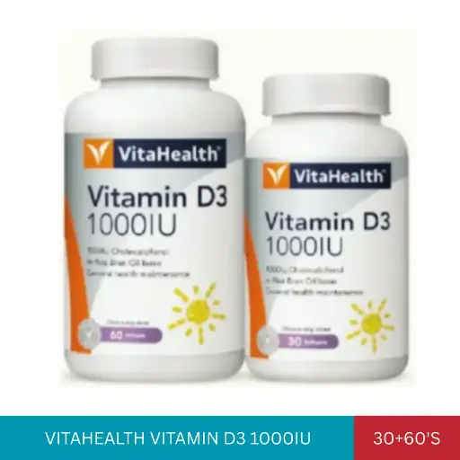 [022339] VITAHEALTH VITAMIN D3 1000IU(60'S+30'S)