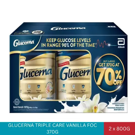[025882] GLUCERNA TRIPLE CARE VANILLA 2X800G FOC 370G