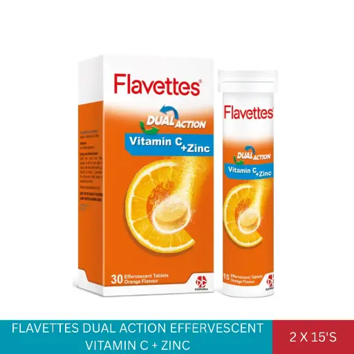 [007379] FLAVETTES DUAL ACTION EFFERVESCENT VITAMIN C + ZINC (2x15'S)*
